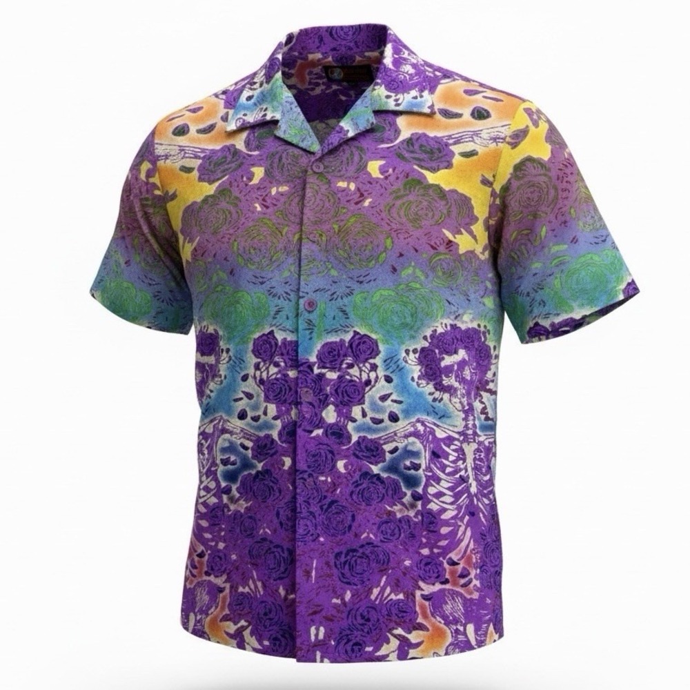 Vintage Grateful Dead x Dragonfly Psychedelic Button Up Camp Shirt Men's Size L